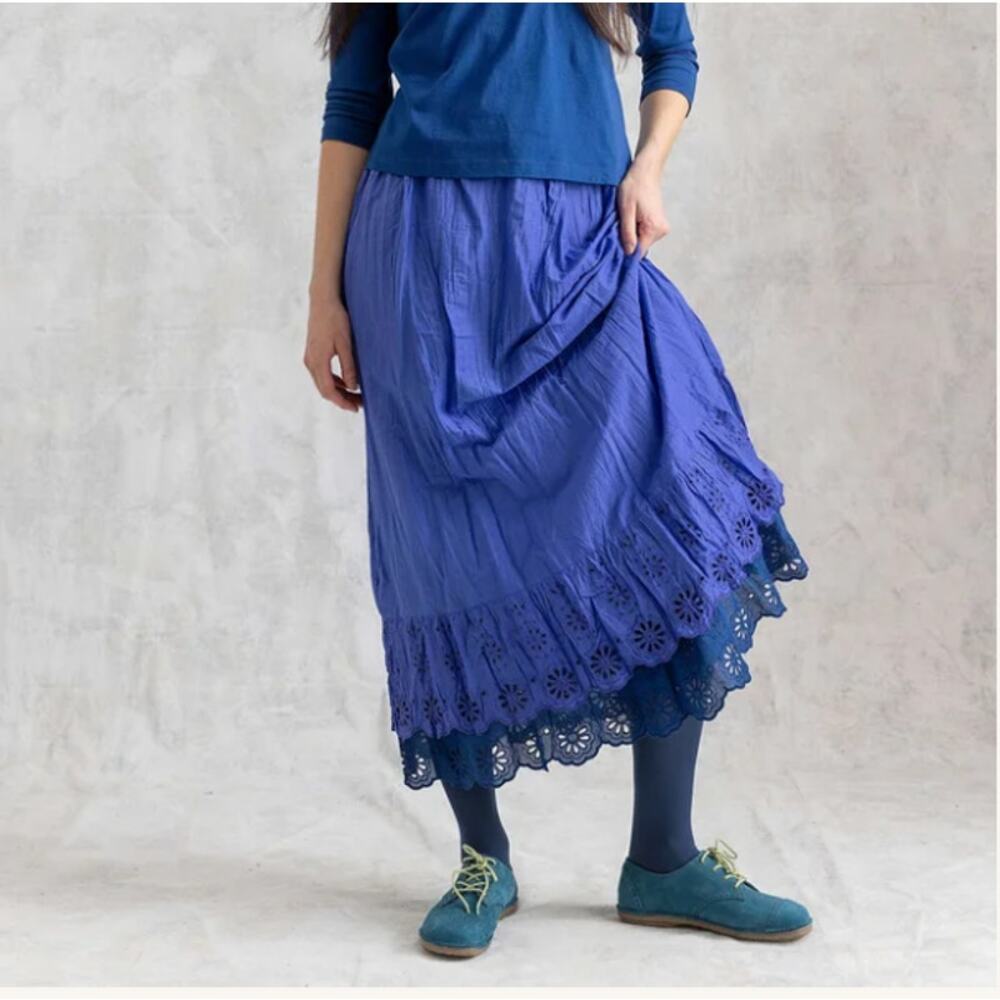 Gudrun Sjoden Blue Organic Cotton Petticoat Slip Skirt (XL)